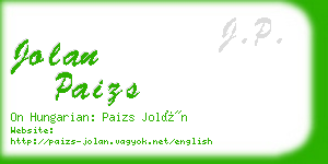 jolan paizs business card